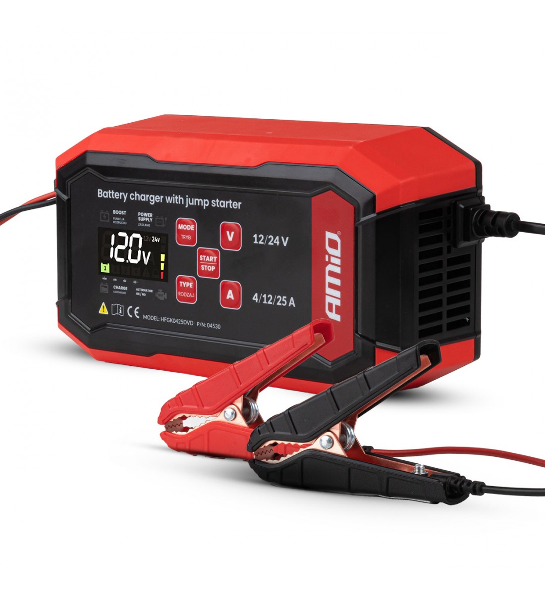 Încărcător digital de baterii BOOST AGM GEL STD LiFePo4 MAX 25A 12/24V PRO AMIO-04530