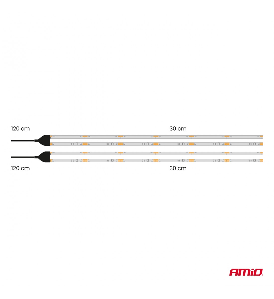 Benzi LED COB pentru mașini albe 2x30cm 12V AMIO-04569