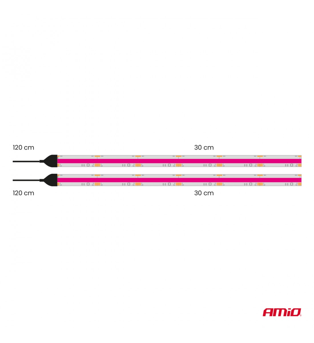 Benzi LED COB pentru mașini roz 2x30cm 12V AMIO-04570
