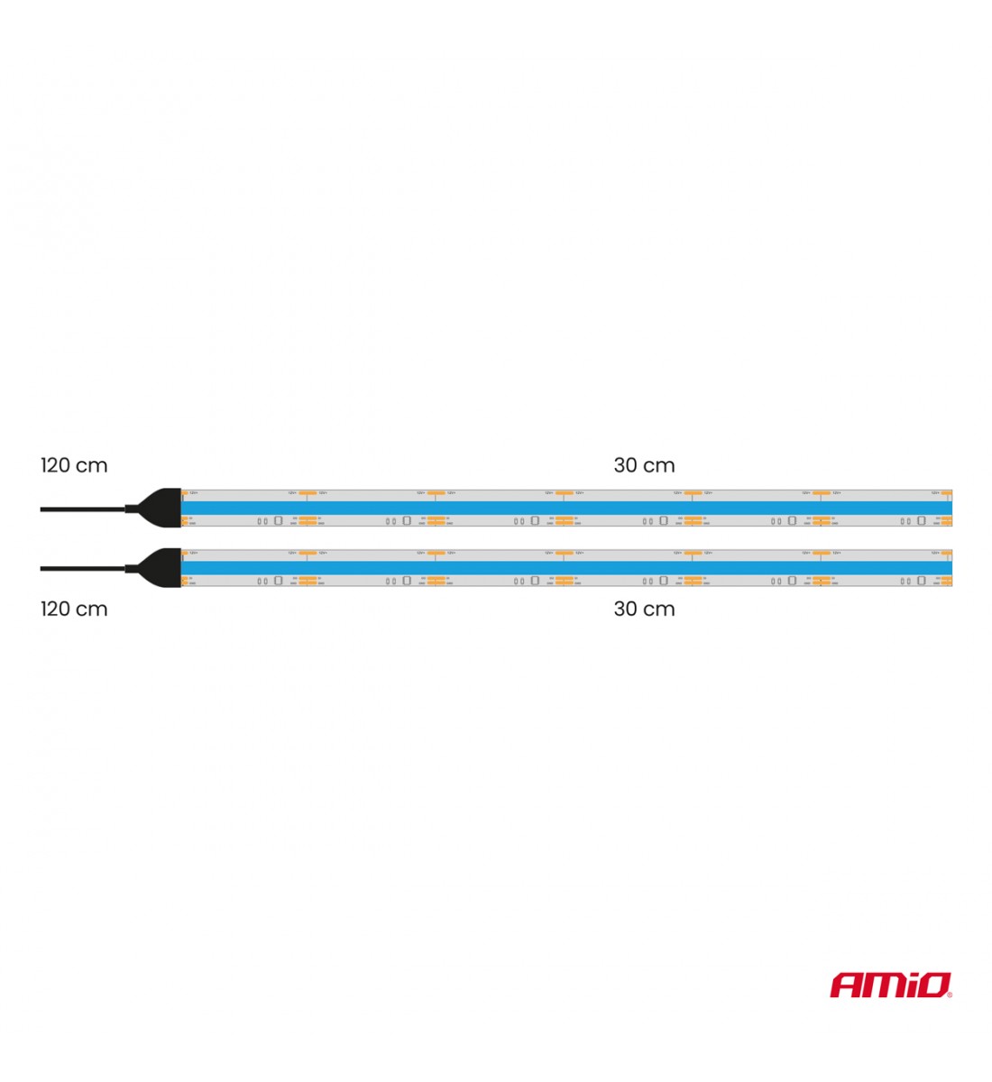 Benzi LED COB pentru mașini albastre 2x30cm 12V AMIO-04571