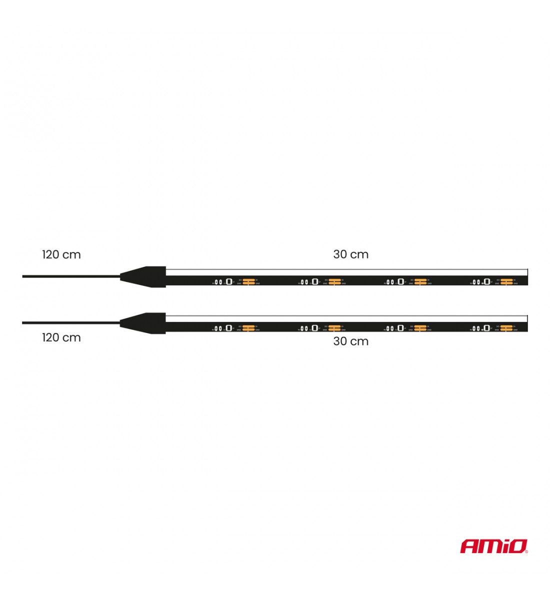 Benzi LED COB pentru laterale auto, albe, 2x30cm, 12V, AMIO-04575