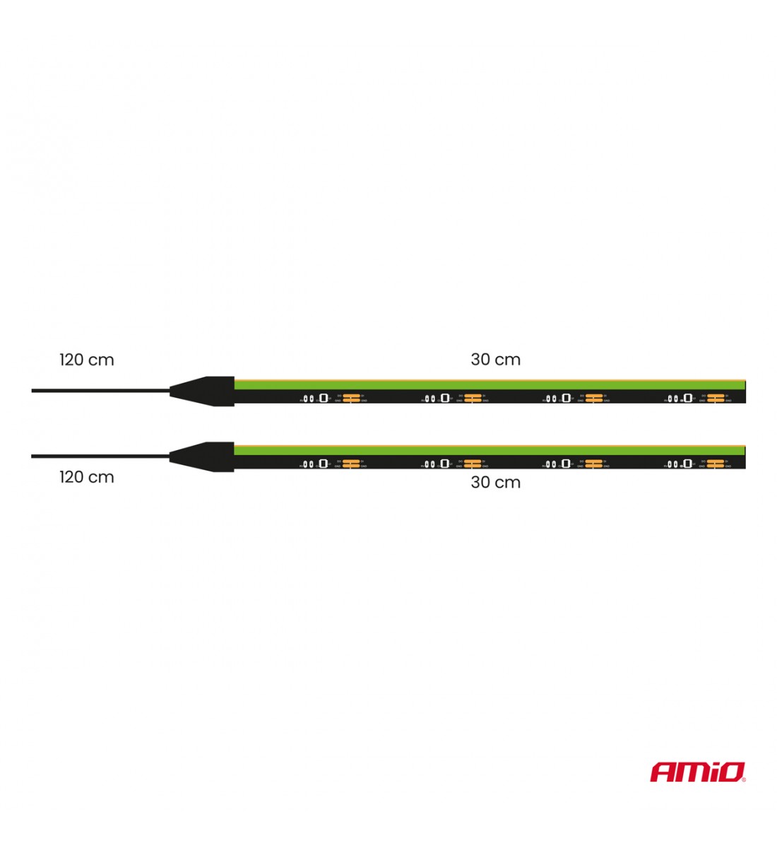 Benzi LED COB pentru lateralul mașinii, verde, 2x30cm, 12V, AMIO-04577