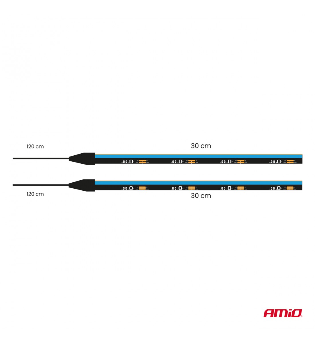 Benzi LED COB pentru laterale auto albastre 2x30cm 12V AMIO-04578