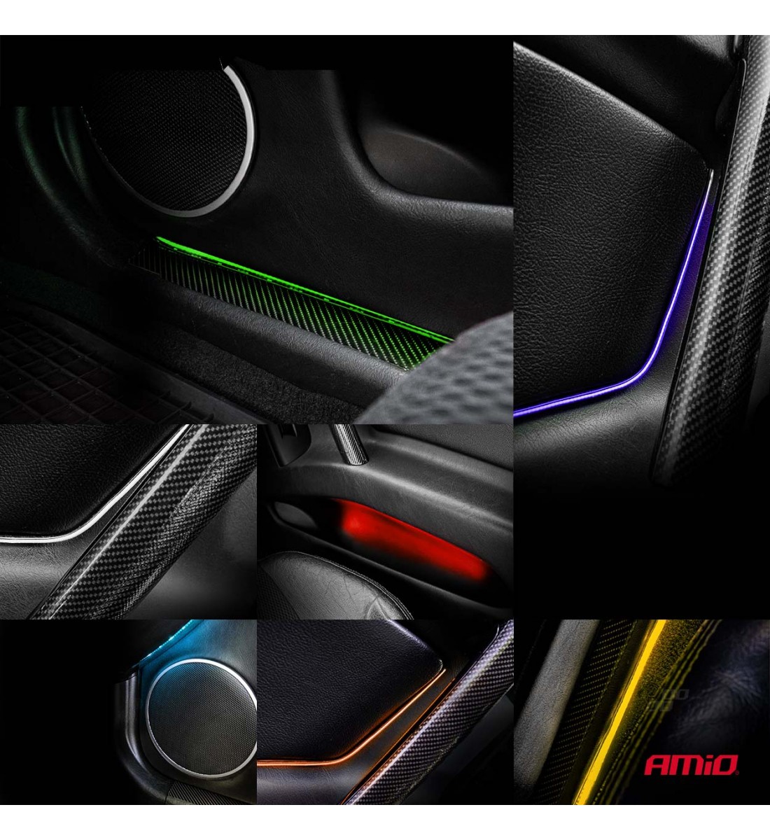 Benzi LED COB pentru mașini, RGB multicolor cu telecomandă, 2x30cm, 12V AMIO-04579