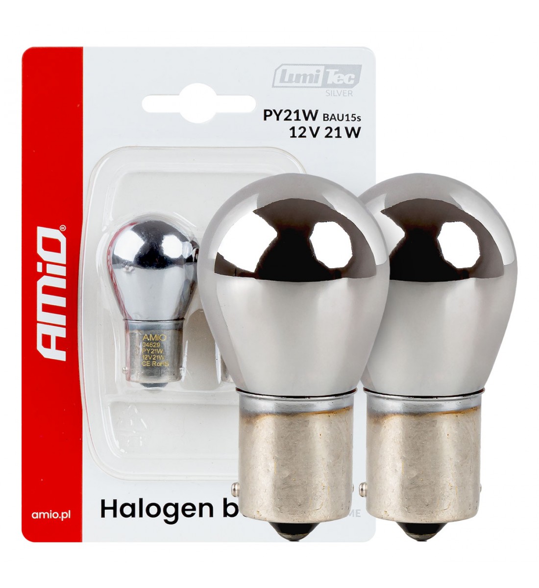 Becuri halogen PY21W 12V 21W BAU15S LumiTec crom portocaliu 2 buc. AMIO-04629