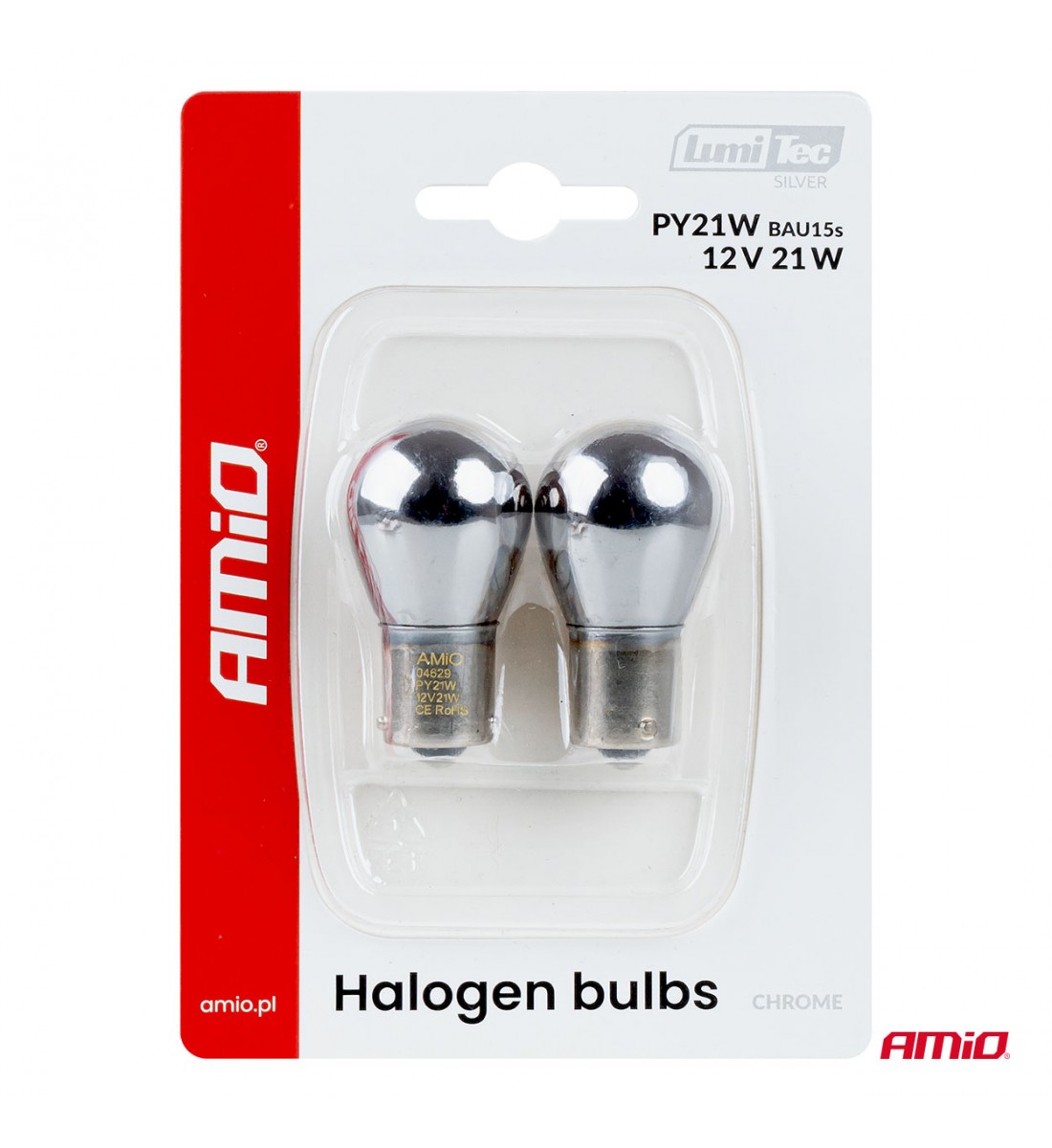 Becuri halogen PY21W 12V 21W BAU15S LumiTec crom portocaliu 2 buc. AMIO-04629