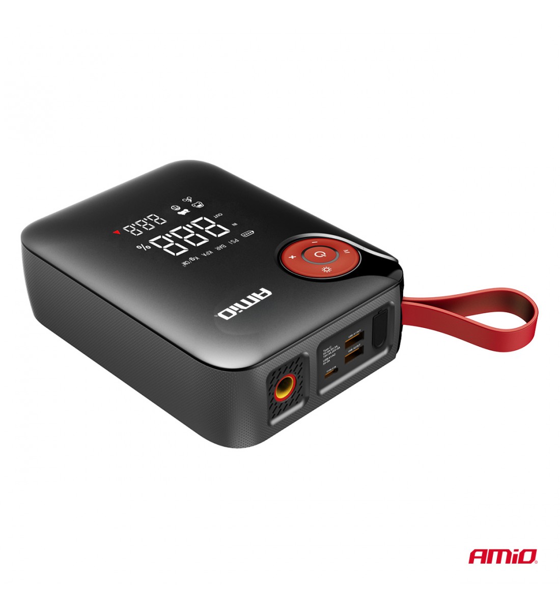 Mini pornitor portabil 4 în 1 cu LED/compresor de aer/acumulator extern 12V 7,2Ah 600A PRO AMIO-04675