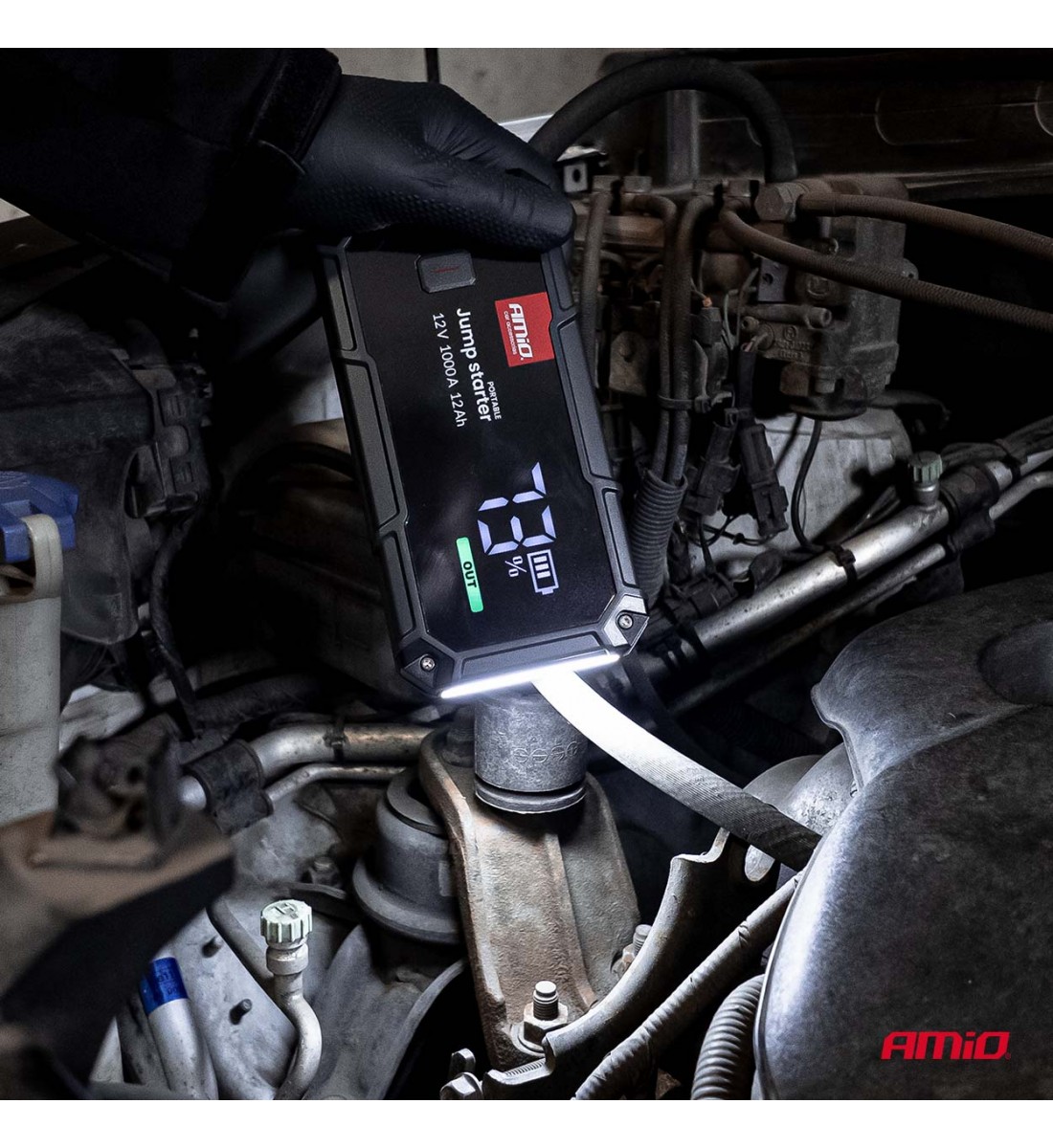 Acumulator portabil 3 în 1 cu LED și baterie externă 12V 12Ah 1000A PRO AMIO-04676