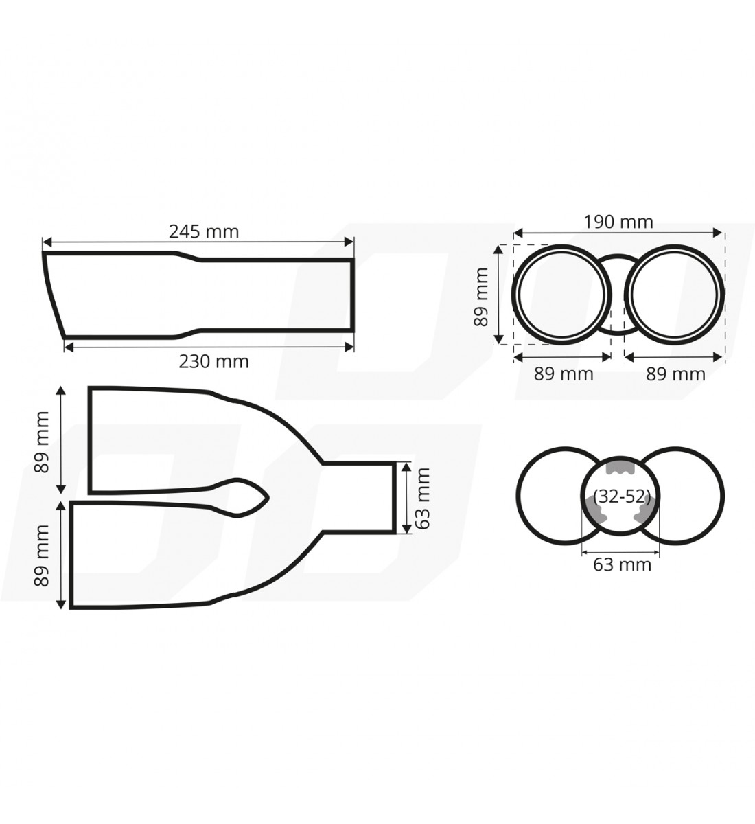 Ornament toba esapament duo din oțel inoxidabil carbon AMIO-04070