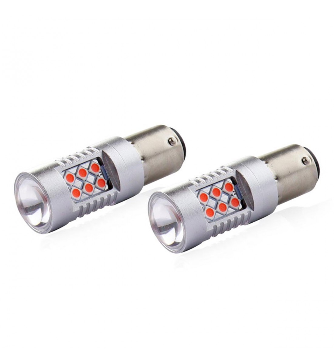 Set 2 Becuri CANBUS 3030 24SMD 1157 BAY15D PR21/5W Roșu 12V 24V AMIO-02579