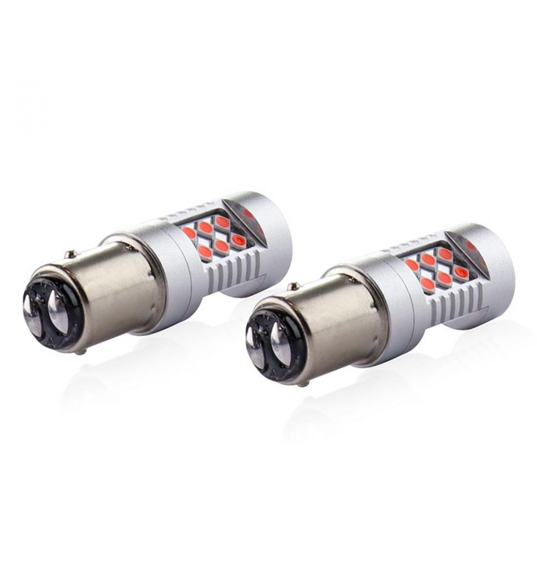 Set 2 Becuri CANBUS 3030 24SMD 1157 BAY15D PR21/5W Roșu 12V 24V AMIO-02579