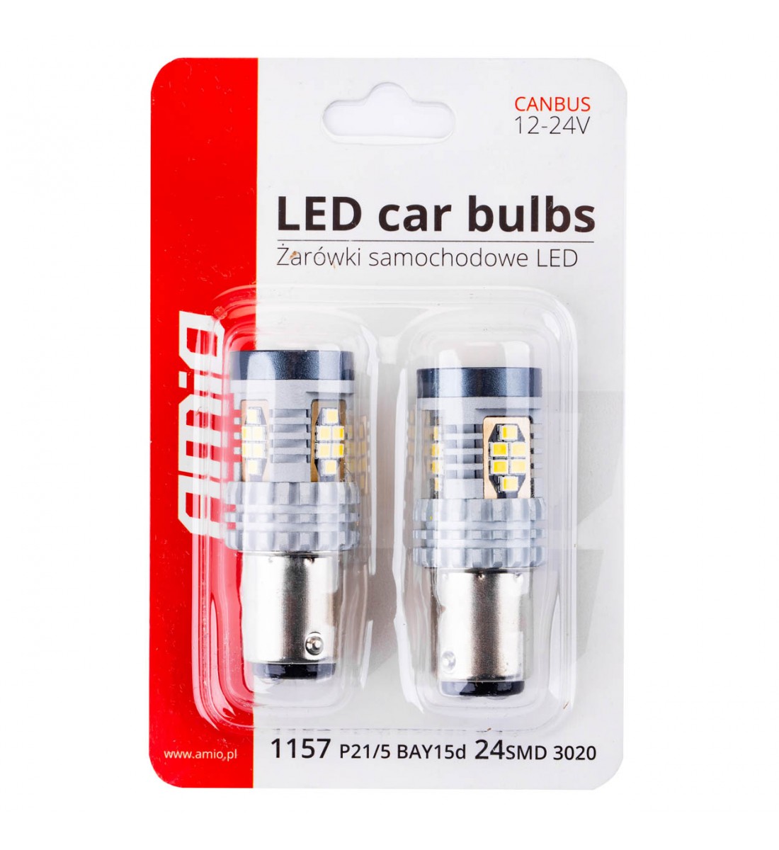 Set becuri auto CANBUS 3020 24SMD 1157 BAY15D P21/5W Alb 12V 24V AMIO-02798