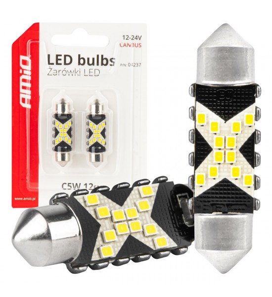 Becuri LED CANBUS 12SMD Festoon C5W 2016 39mm Alb 12/24V Becuri LED CANBUS 12SMD Festoon C5W 2016 39mm Alb 12/24V