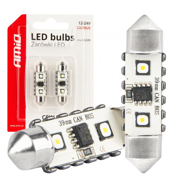 Becuri LED CANBUS 12SMD Festoon C5W 3838 39mm Alb 12/24V  Becuri LED CANBUS 12SMD Festoon C5W 3838 39mm Alb 12/24V