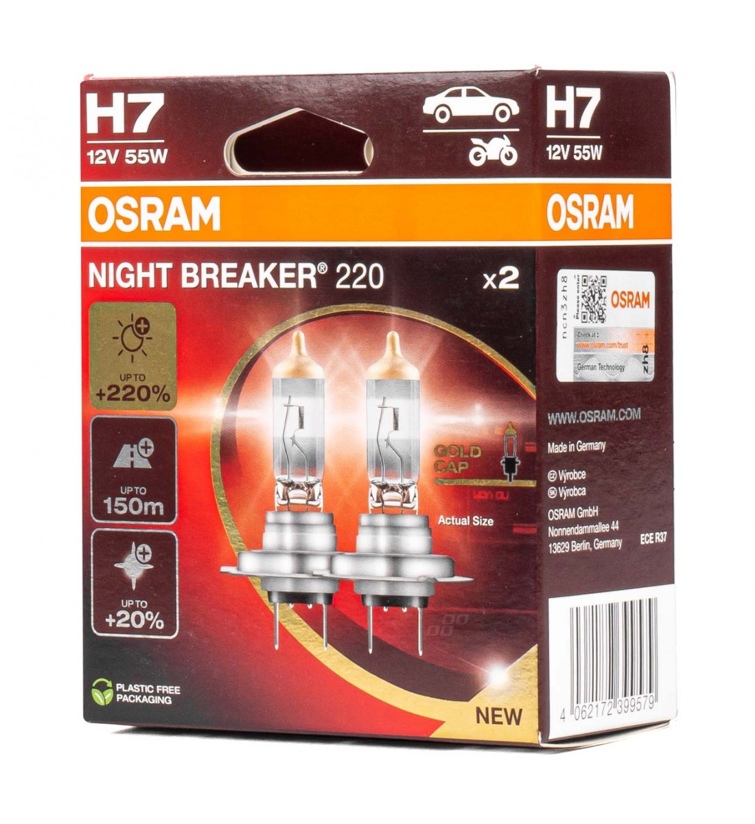 Bec cu halogen Osram H7 12V 55W PX26d NIGHT BREAKER 200 /2 buc