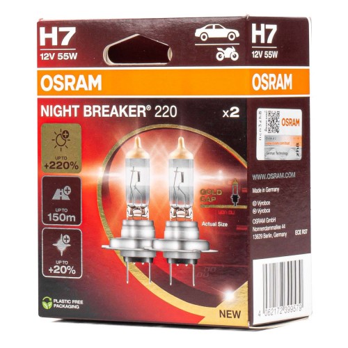 Bec cu halogen Osram H7 12V 55W PX26d NIGHT BREAKER 200 /2 buc