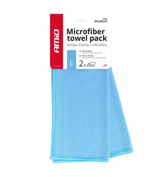 Microfibră fără urme pentru curățarea geamurilor, geamurilor și oglinzilor 30x40cm 2 buc AMIO-03730