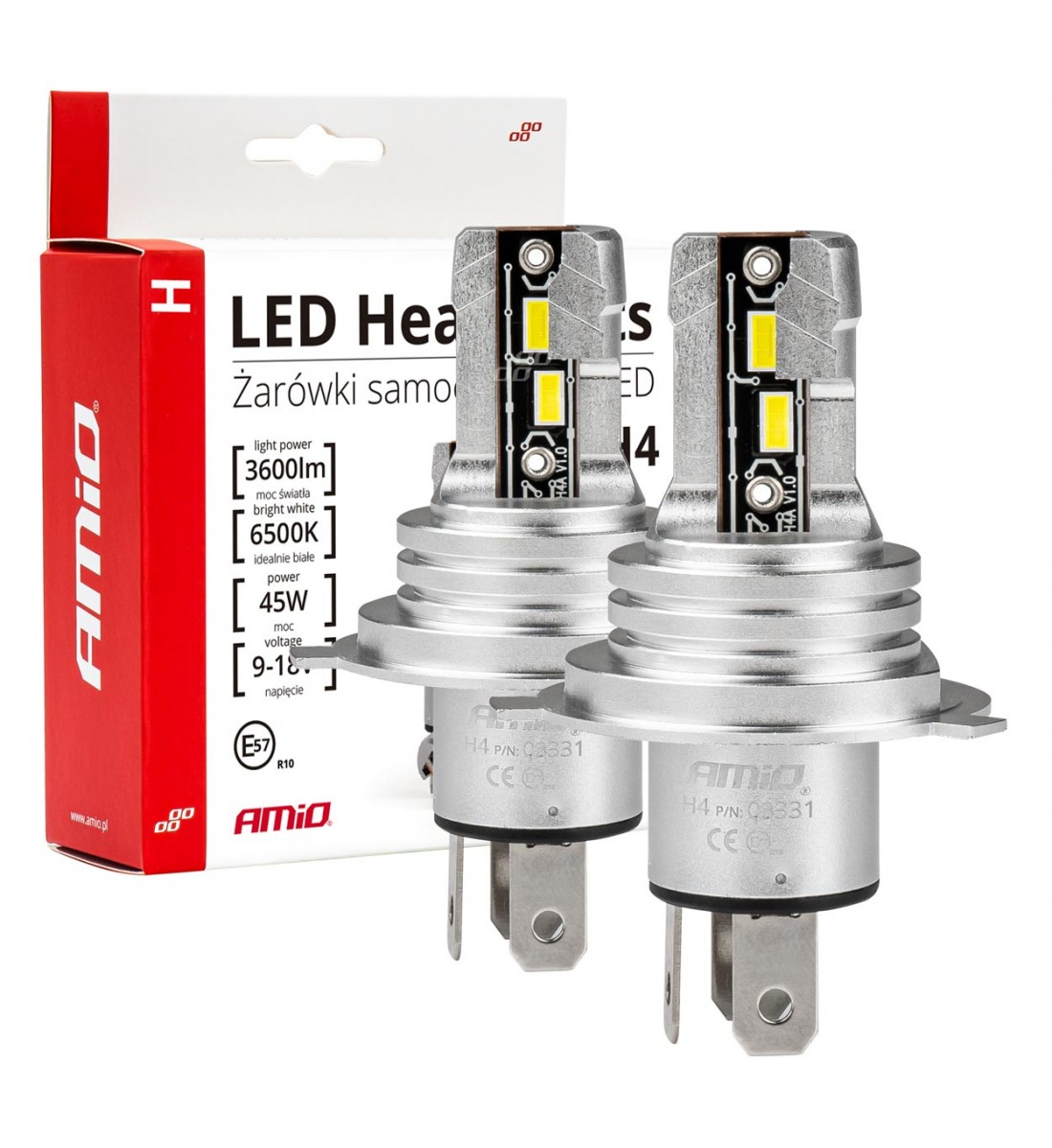 Set 2 becuri LED, H4, H-mini, AMiO Set 2 becuri LED, H4, H-mini, AMiO