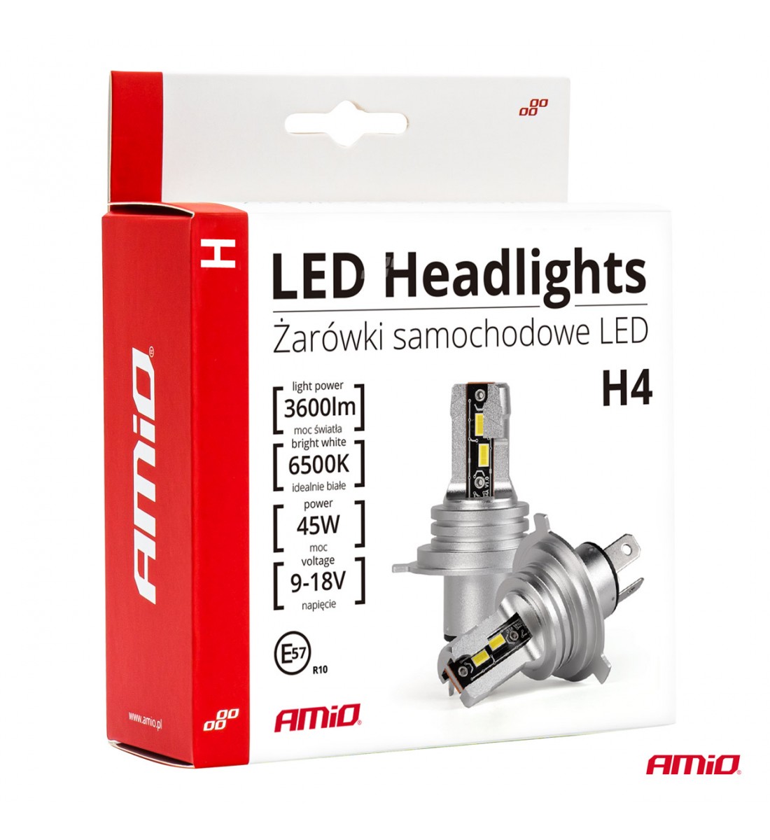 Set 2 becuri LED, H4, H-mini, AMiO Set 2 becuri LED, H4, H-mini, AMiO