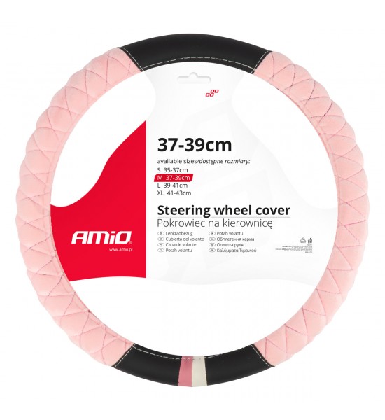 Husa volan SWC-56-M (37-39cm), Negru cu Roz Husa volan SWC-56-M (37-39cm), Negru cu Roz