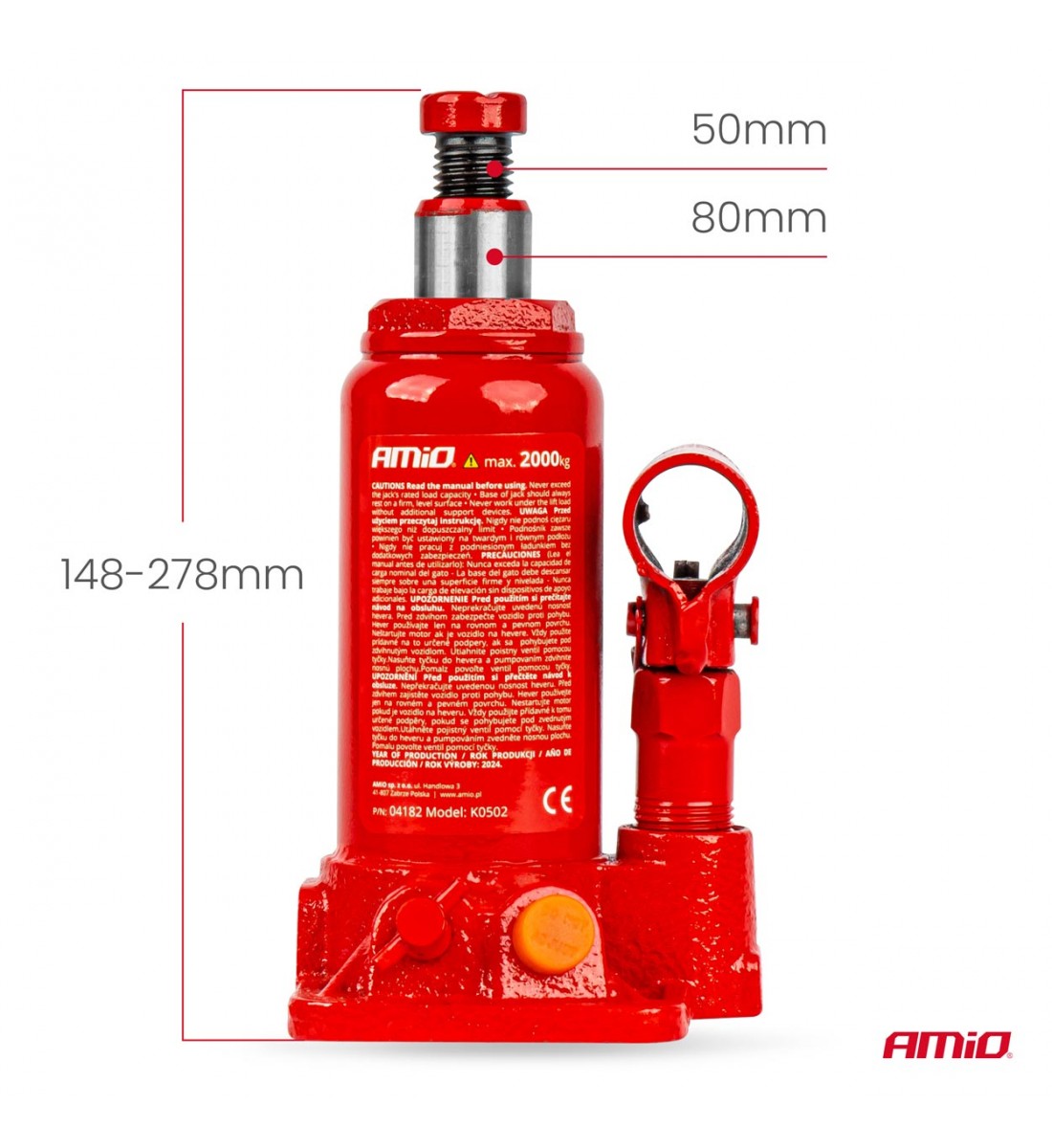 Cric hidraulic  vertical 2T cutie PVC AMIO-04182