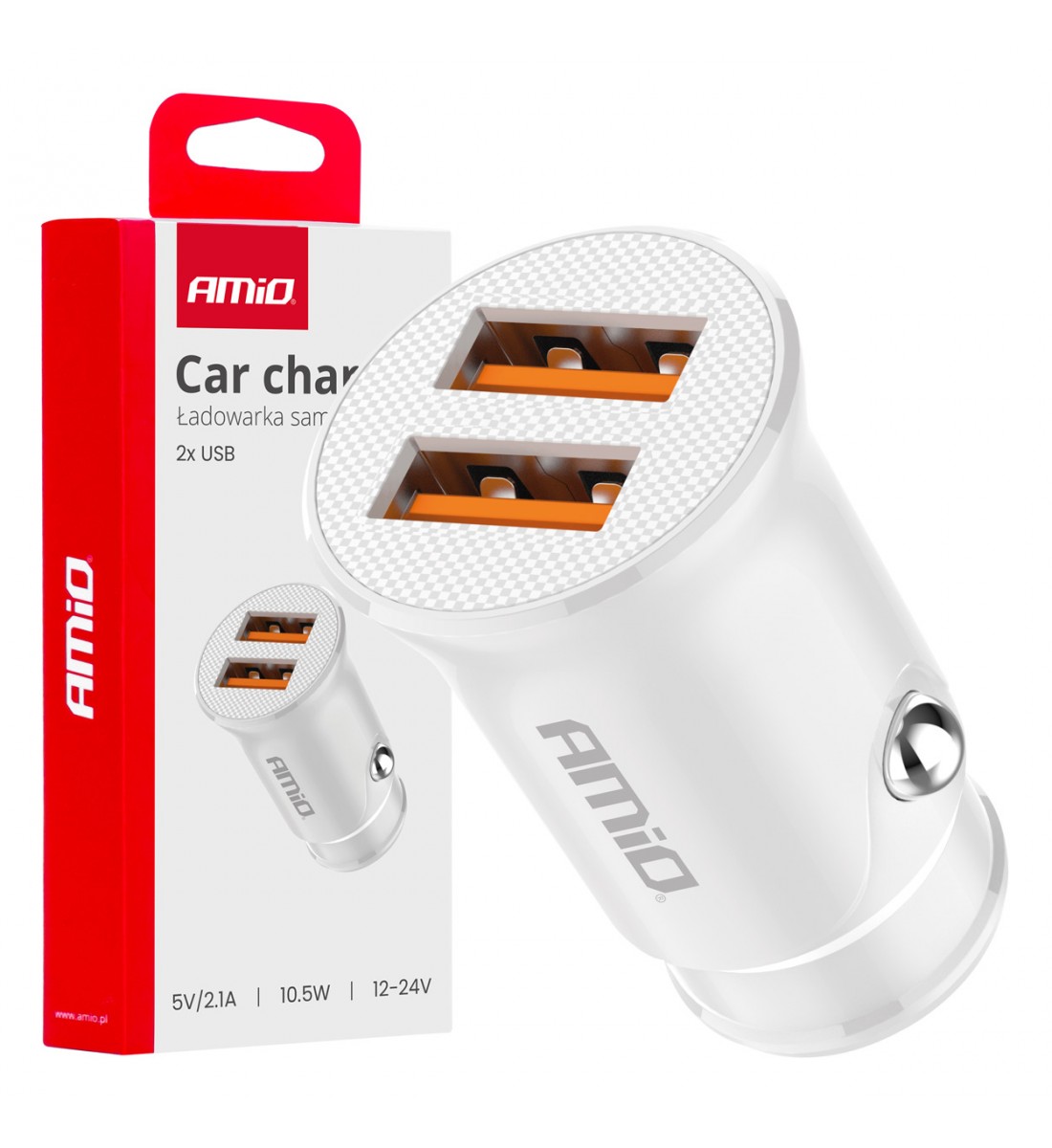 Încărcător auto 2x USB-A 2.1A AMIO-03872