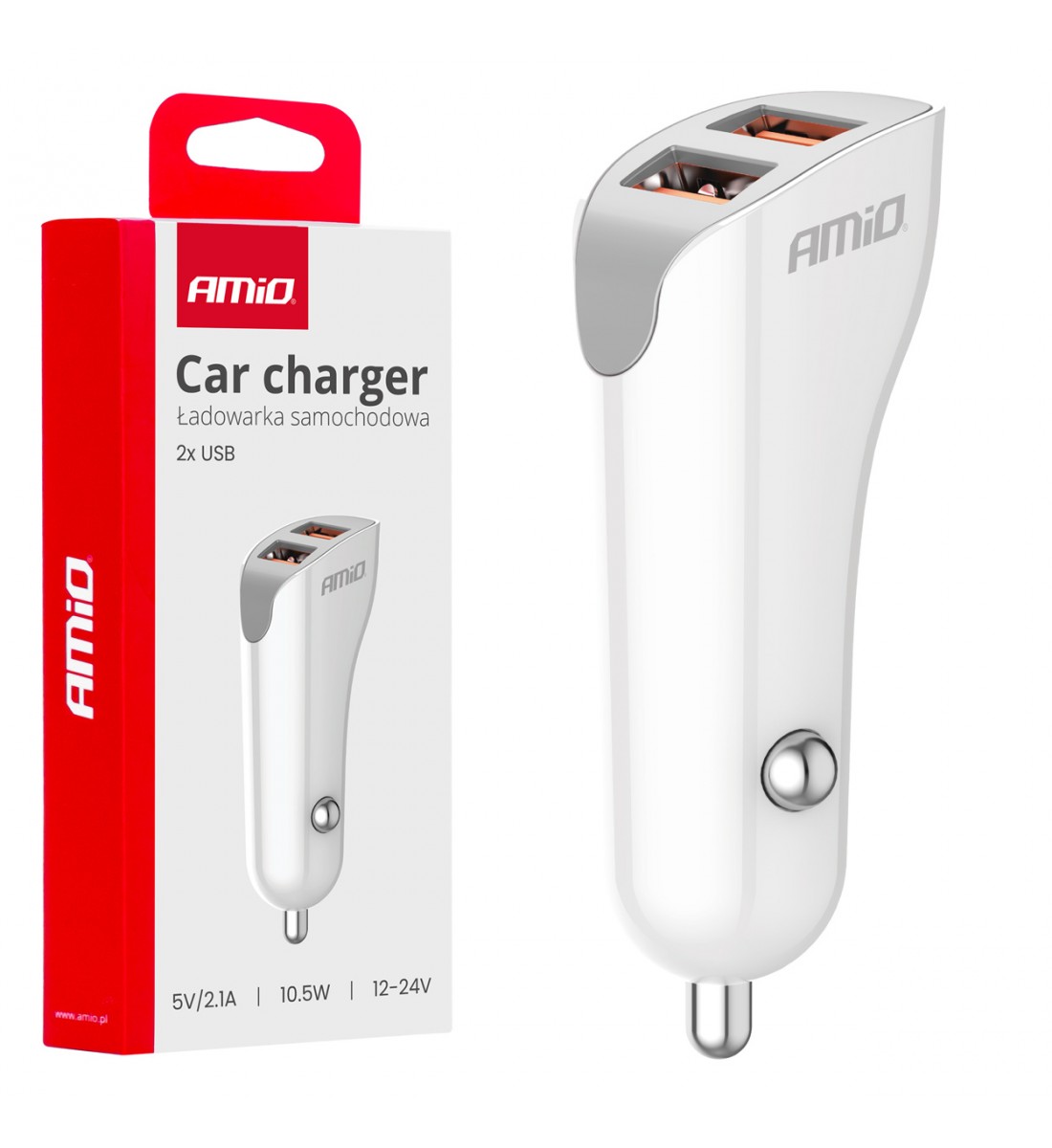 Încărcător auto 2x USB-A 2.1A AMIO-03874