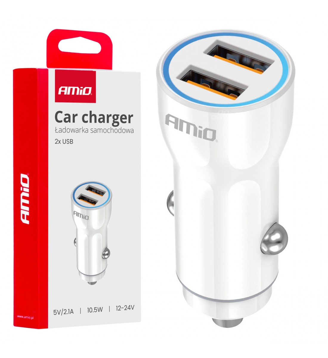 încărcător auto 2x USB-A AMIO-03879