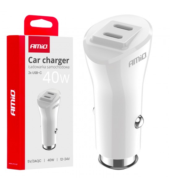 Incarcator auto 2x USB-C 40W AMIO-03884 Incarcator auto 2x USB-C 40W AMIO-03884