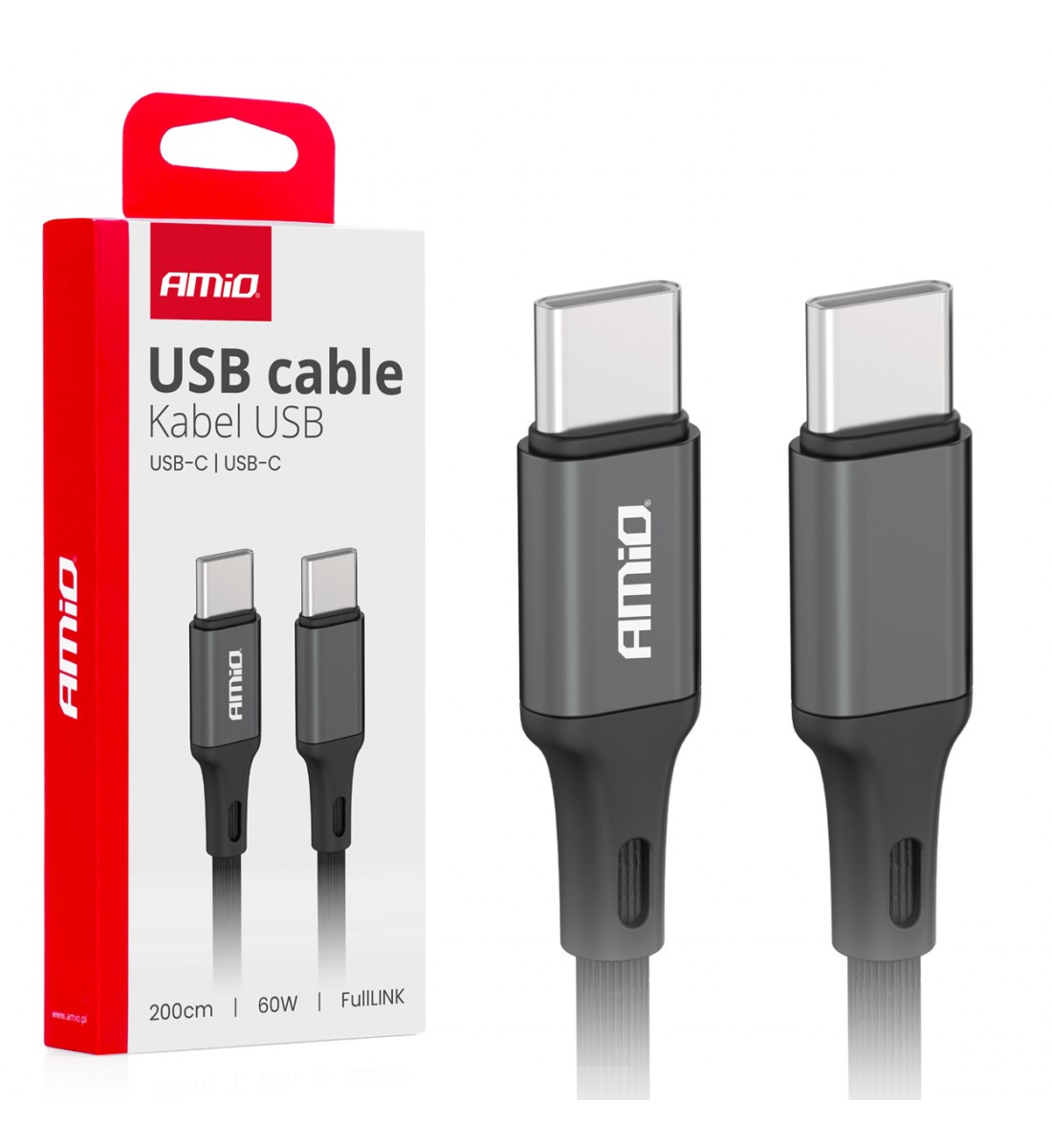 Cablu de încărcare USB-C 60W 200cm FullLINK AMIO-03903