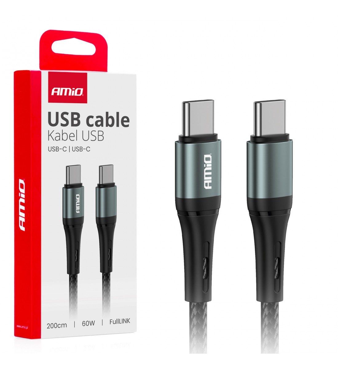 Cablu de încărcare USB-C 60W 200cm FullLINK AMIO-03915