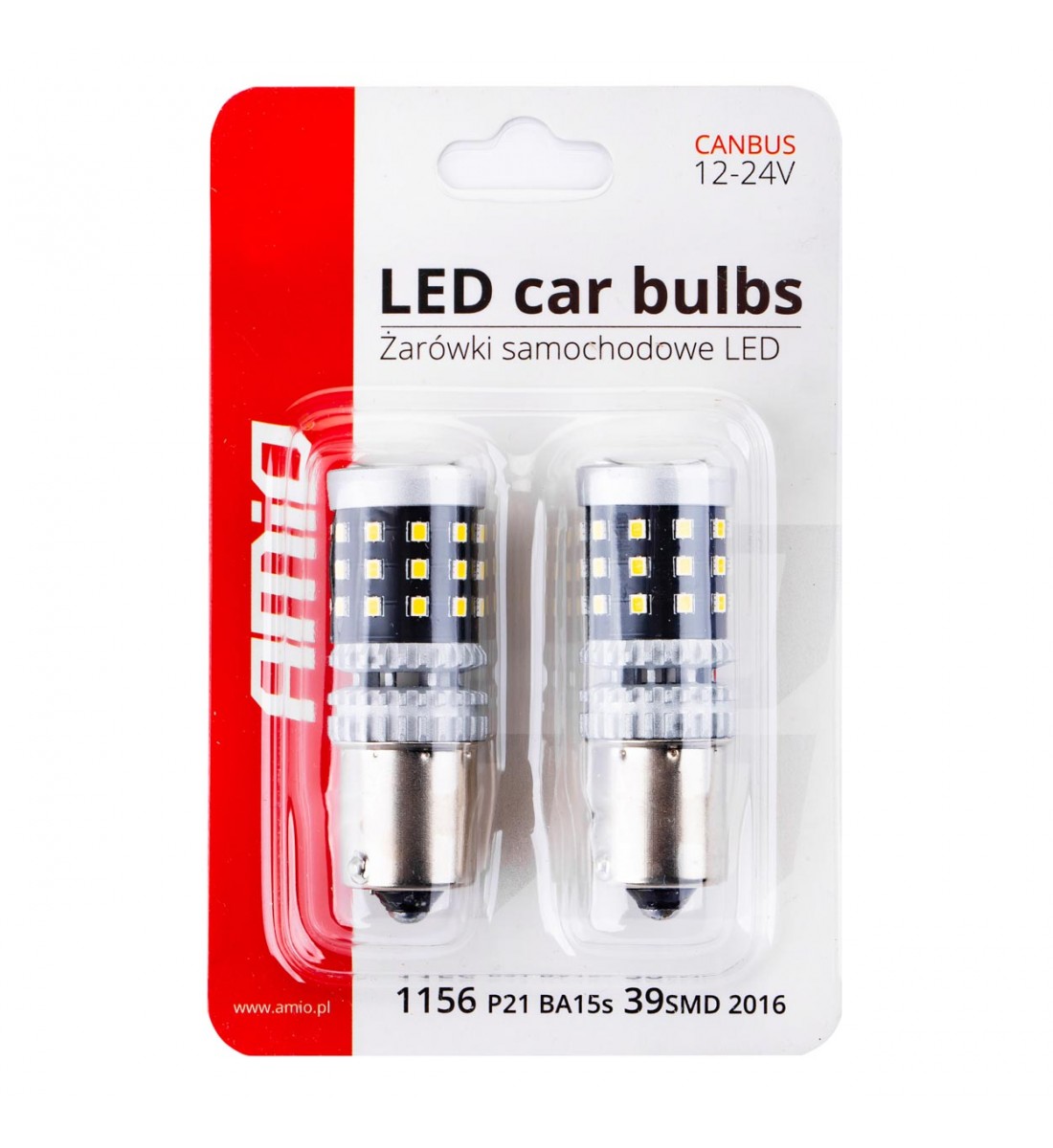 Set becuri auto Canbus 2016 39SMD 1156 BA15S P21W R10W R5W Alb 12V 24V AMIO-02799