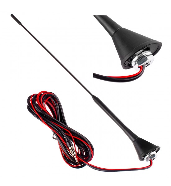 Antena radio auto cu amplificator, plafon, universala, 40 cm, cablu 3m Antena radio auto cu amplificator, plafon, universala, 40 cm, cablu 3m