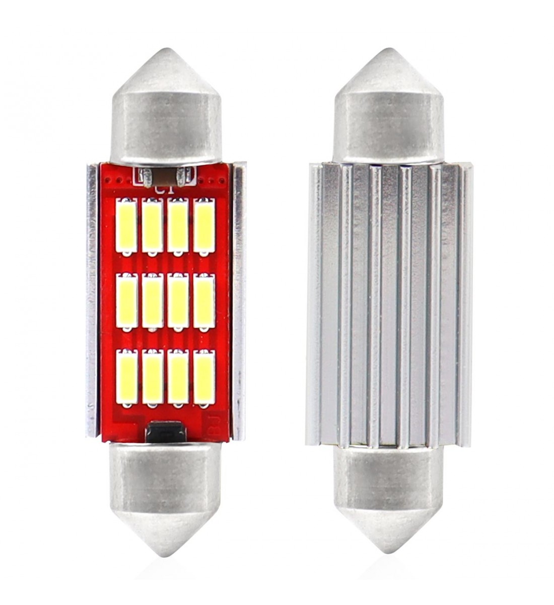 Set 2 Becuri  Auto, C5W/Feston/Soffit 39 mm,12  SMD, CANBUS, 12/24V, lumina alba