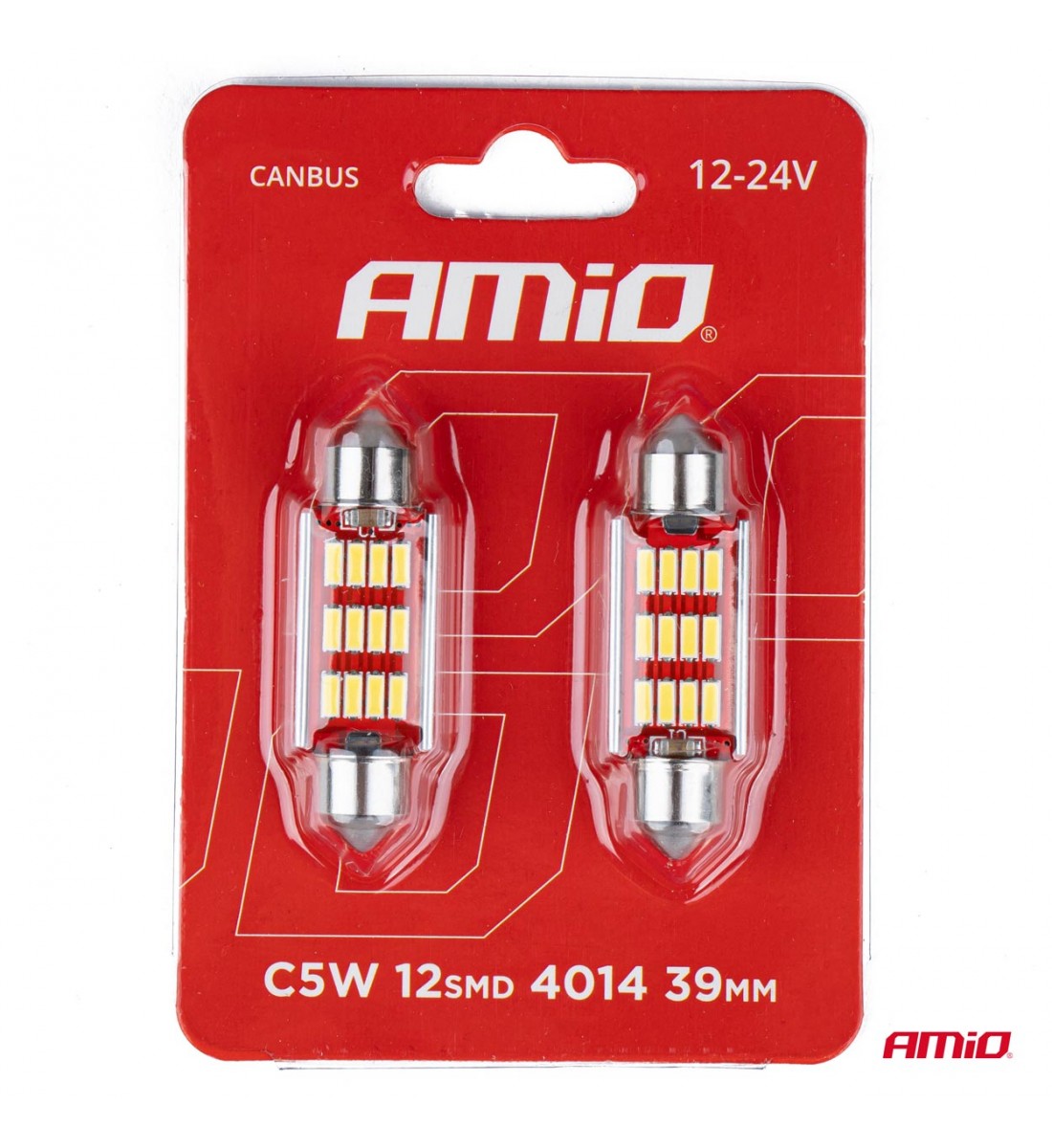 Set 2 Becuri  Auto, C5W/Feston/Soffit 39 mm,12  SMD, CANBUS, 12/24V, lumina alba