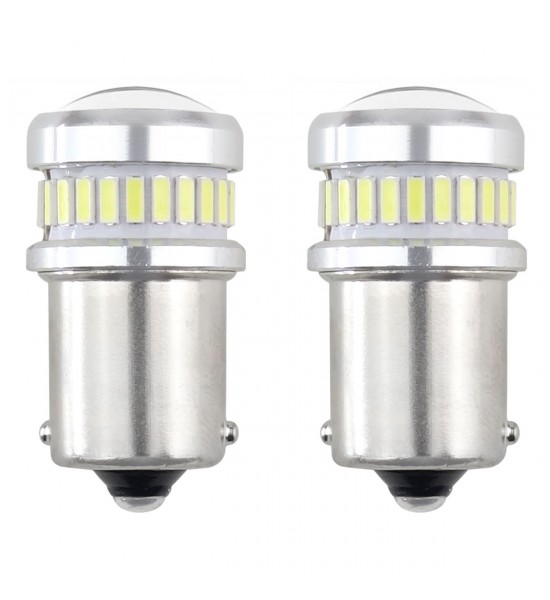 Set 2 becuri auto CANBUS 3014 24SMD + 3030 6SMD, Alb, 12V/24V