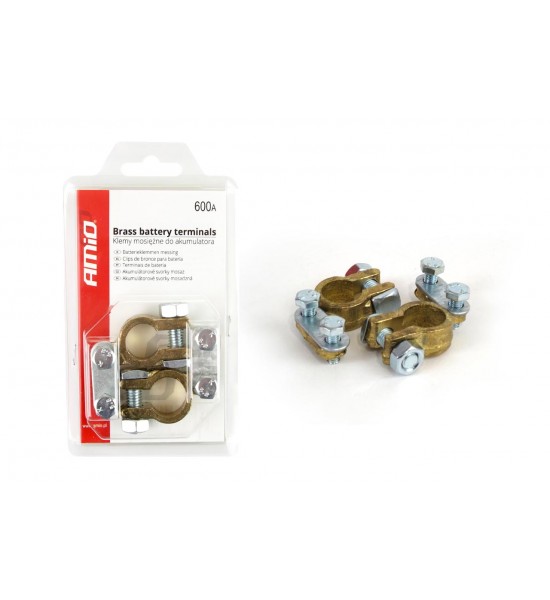 Set 2 cleme baterii, alama, 600 A, 12v, strangere surub