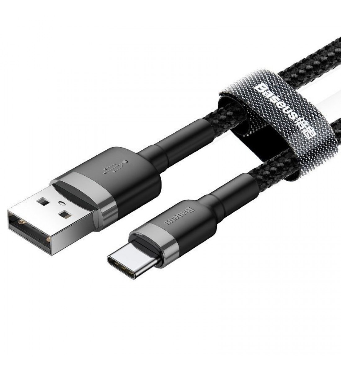 Cablu USB la USB-C, Baseus Cafule, 2A, 3m, Gri-Negru