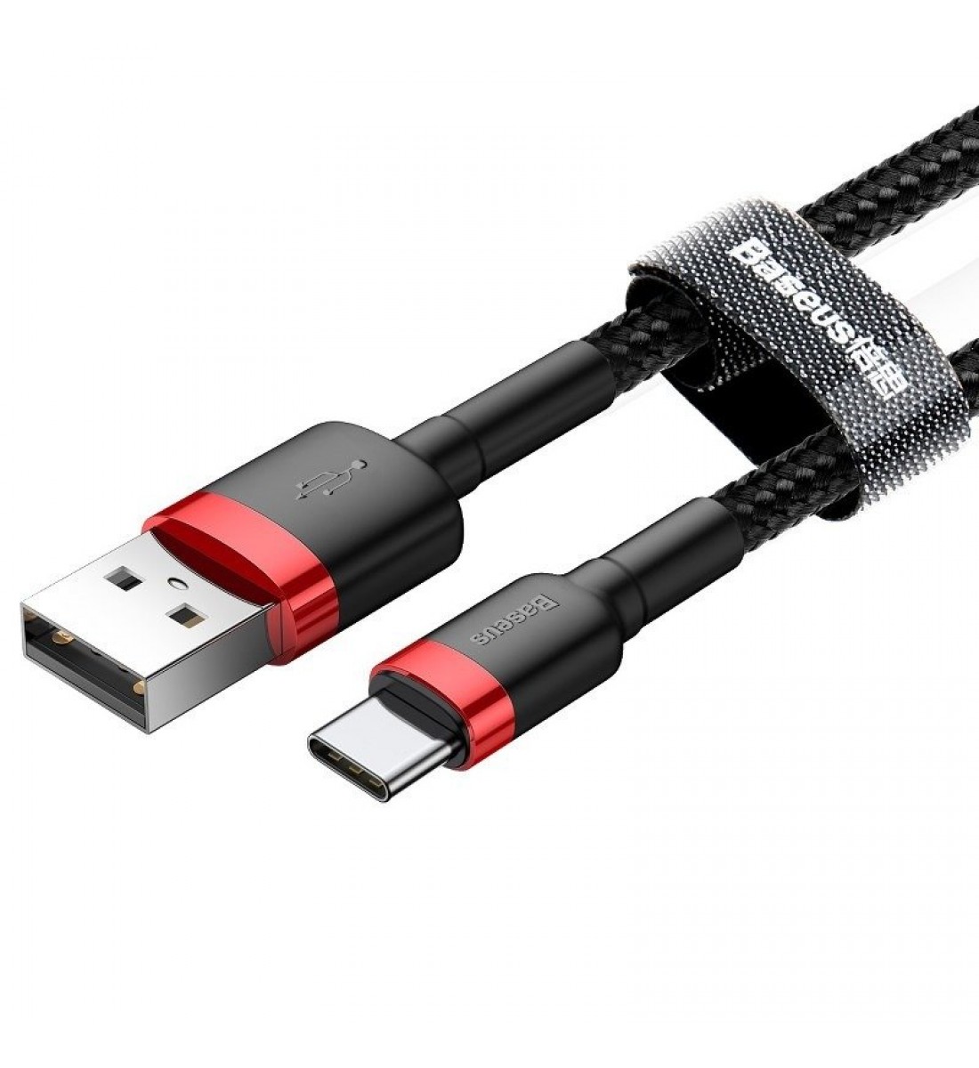 Cablu USB la USB-C, Baseus Cafule, 2A, 3m, Roșu-Negru