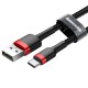 Cablu USB la USB-C, Baseus Cafule, 2A, 3m, Roșu-Negru