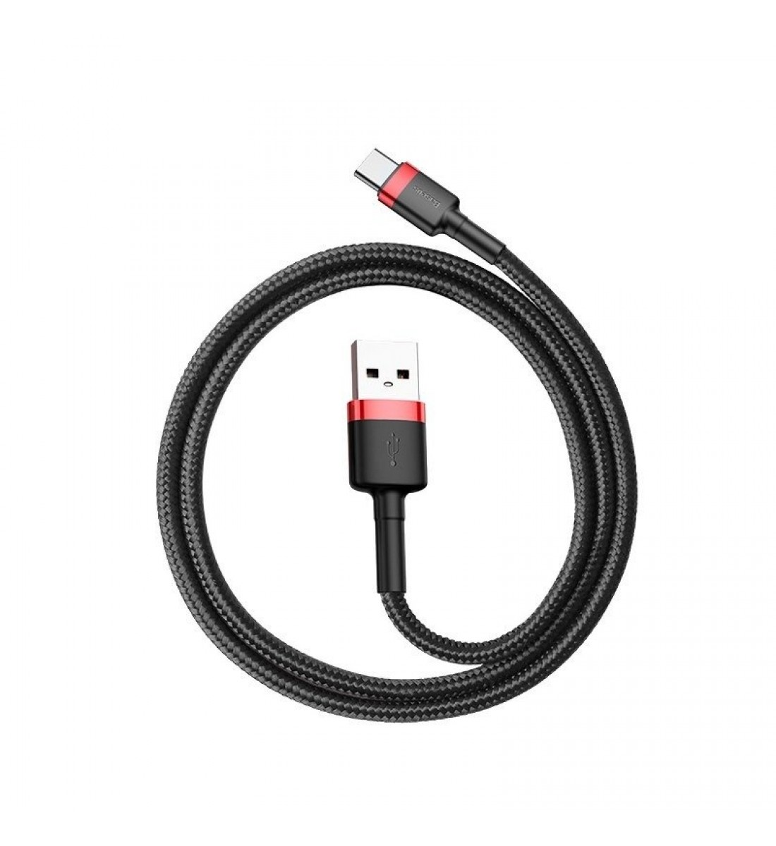 Cablu USB la USB-C, Baseus Cafule, 2A, 3m, Roșu-Negru