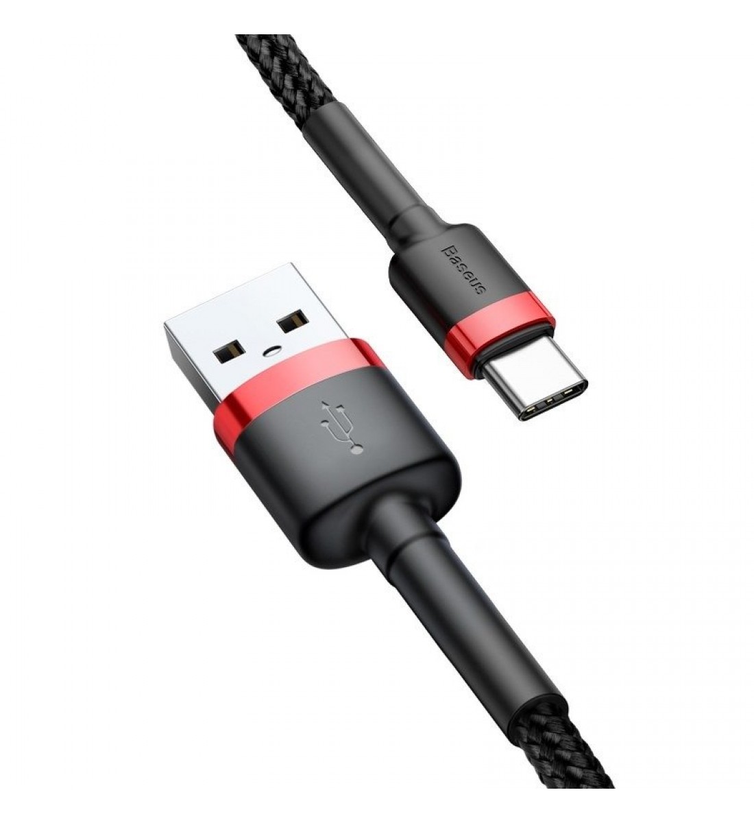 Cablu USB la USB-C, Baseus Cafule, 2A, 3m, Roșu-Negru