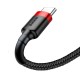 Cablu USB la USB-C, Baseus Cafule, 2A, 3m, Roșu-Negru