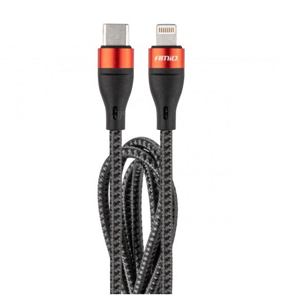 Cablu iPhone Lightning la USB-C, Baseus Cafule, 2A, Gri-Negru Cablu iPhone Lightning la USB-C, Baseus Cafule, 2A, Gri-Negru