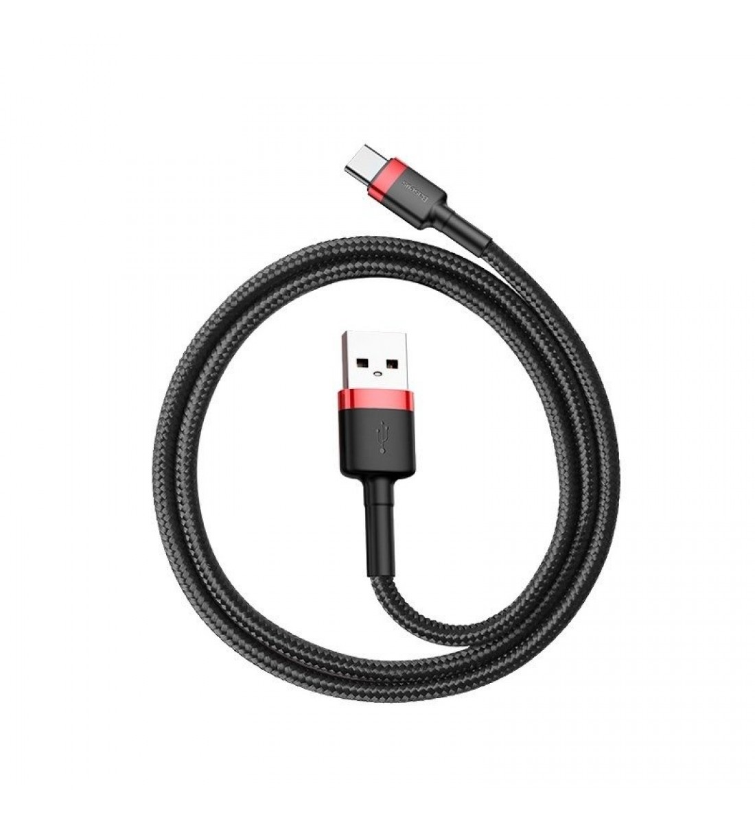 Cablu, USB la USB-C, Baseus Cafule, 3A, 1m, rosu - negru 