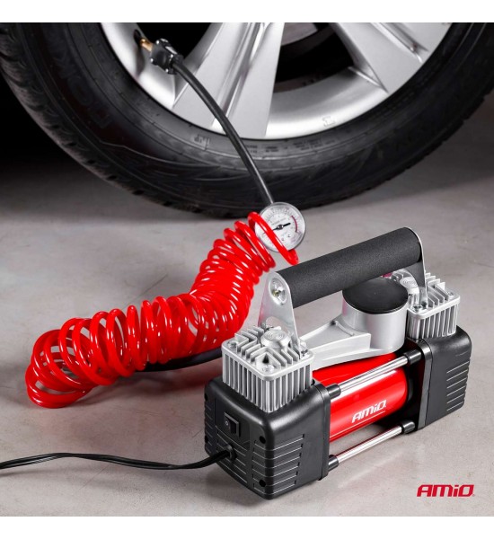 Compresor auto, AComp-4, metalic, 2 cilindri, 12V, premium