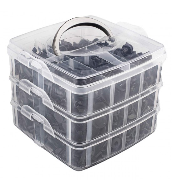 Set 620 piese, cleme, clipsuri si pini fixare auto, plastic Set 620 piese, cleme, clipsuri si pini fixare auto, plastic