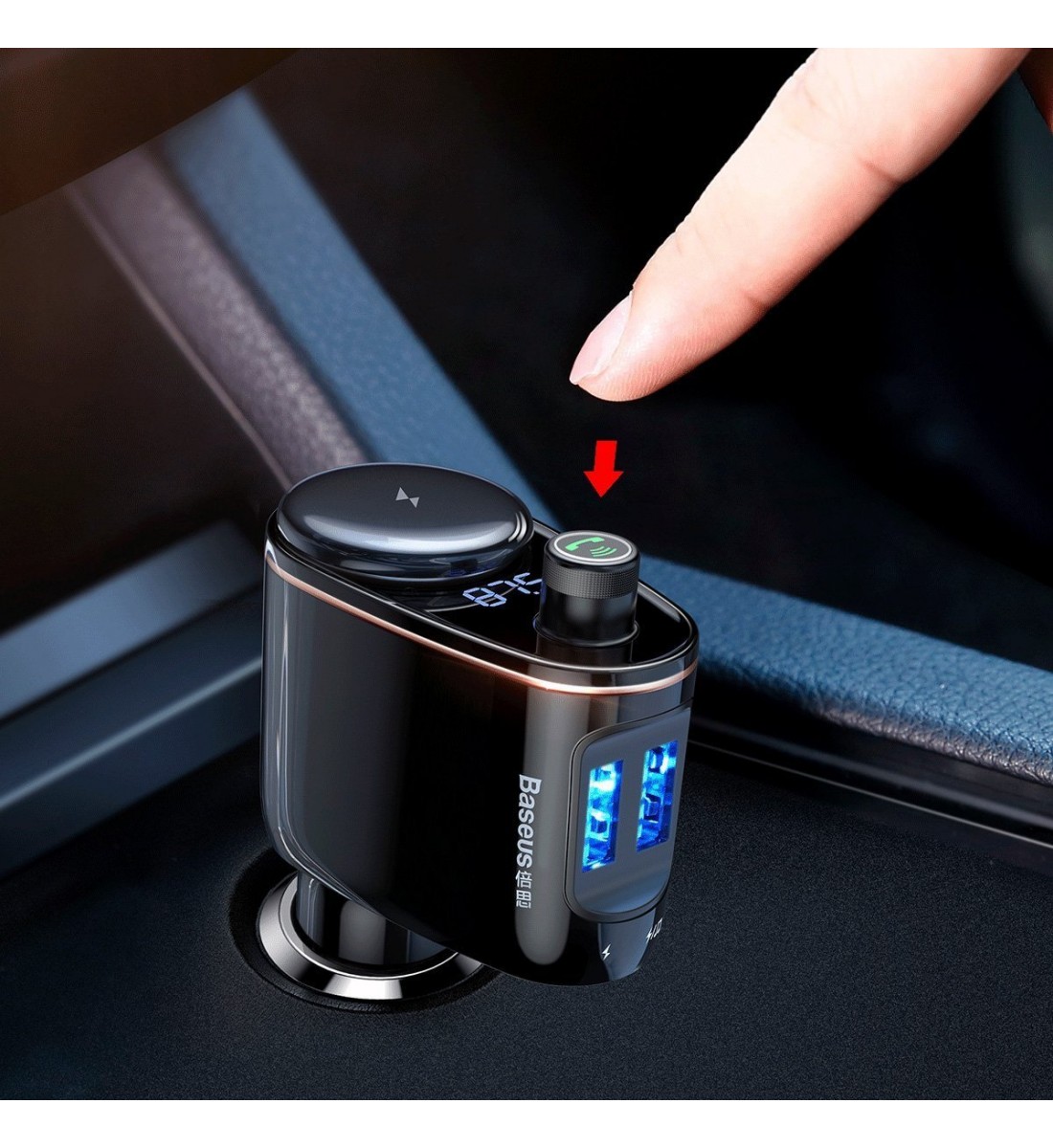 Modulator auto FM, Baseus, 2x USB, Bluetooth, negru