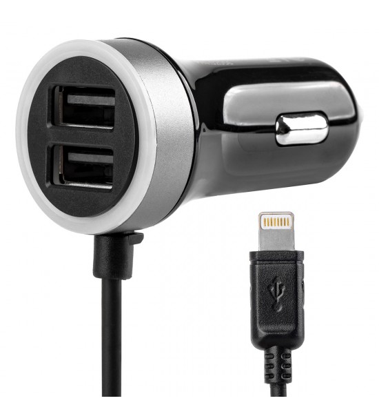 Incarcator Auto, 12/24V + 2xUSB, 2,4A, cablu lightning, 1.2 m Incarcator Auto, 12/24V + 2xUSB, 2,4A, cablu lightning, 1.2 m