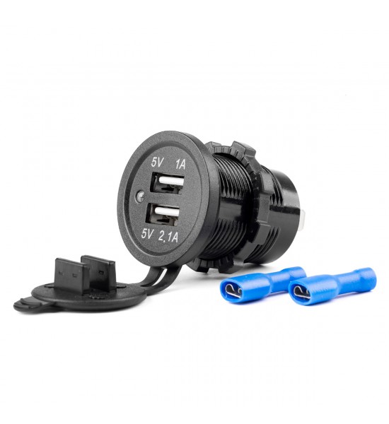 Priză de alimentare, rezistenta la apa, 2 x USB, 12-24V, 3.1A